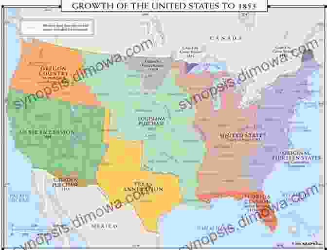 An Antique Map Of The United States, Showcasing Its Territorial Evolution Over Time. Shapes That Created A Nation (Geography History And Geometry 7)