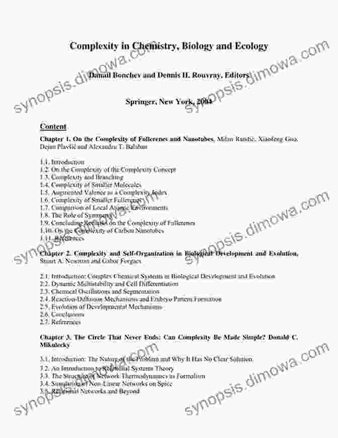 Complexity In Chemistry, Biology, And Ecology Complexity In Chemistry Biology And Ecology (Mathematical And Computational Chemistry)